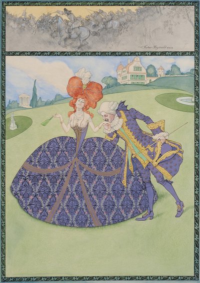 Elegante Paar im Garten ("Servir le roi - serve les dames") av Carl Fischer Köystrand