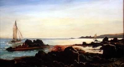 Kystlandskap med seilbåter av Carl Frederik Sorensen