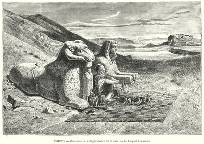 Antikvitetselger på veien fra Luxor til Karnak, Egypt (litho) av Carl Friedrich Heinrich (after) Werner