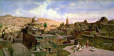 En utsikt over Jerusalem, med kuppelen til den hellige klippe, 1864 av Carl Friedrich Heinrich Werner