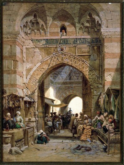 Bazaar Scene, 1875 (wc på papir) av Carl Friedrich Heinrich Werner