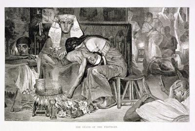 The Death of the Firstborn, 1800-tallet (gravering på papir) av Carl Friedrich Heinrich Werner