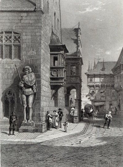 Town Hall, Halberstadt, engraved by E. Joubert, printed by Cassell & Company Ltd (engraving) av Carl Friedrich Heinrich Werner