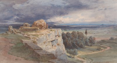 Utsikt over Norba fra nord, mot San Felice Circeo, 1856. av Carl Friedrich Heinrich Werner