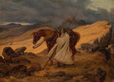 Korsfarer på vakt i fjellet. 1836 av Carl Friedrich Lessing