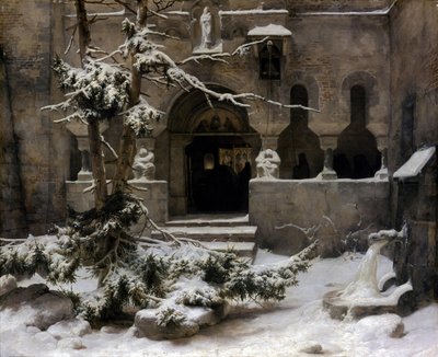 Klosterhage i snø av Carl Friedrich Lessing