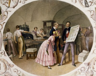 Interiør i trykkeri av Carl and Geiger Peter Johann Nepomuk Kunz
