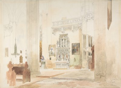 Interiør i Saint Severin-kirken i Erfurt, 1855. av Carl Georg Anton Graeb