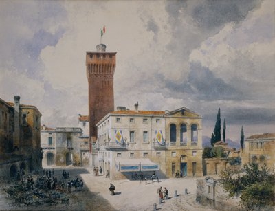 Markedsplass i Piacenza av Carl Georg Anton Graeb