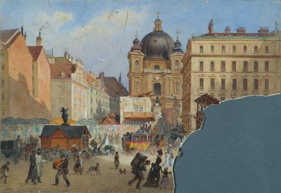 Peterskirche i Wien sett fra Graben av Carl Goebel d. J.