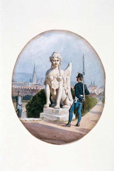 En infanterist på vaktvakt foran Upper Belvedere av Carl Goebel d. J.
