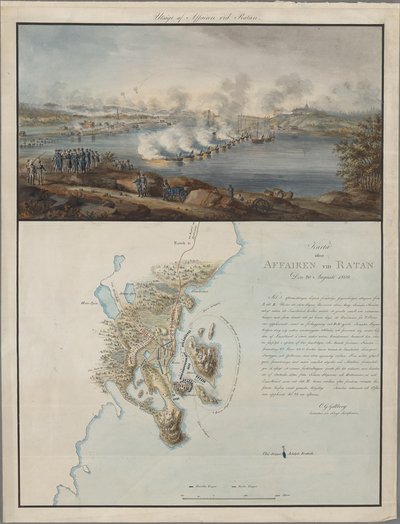 Vis og kart over affæren i Ratan, 20. august 1809, 1809 av Carl Gustaf Gillberg