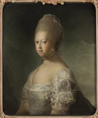 Caroline Mathilde av Hannover, prinsesse av Storbritannia og dronningkonsort av Danmark og Norge - Portrett av Caroline Matilda av Storbritannia (1751-1775), dronning av Danmark, av Pilo, Carl Gustaf (1711-1793). Olje på lerret. Størrelse: 76x63cm. Nationa av Carl Gustaf Pilo