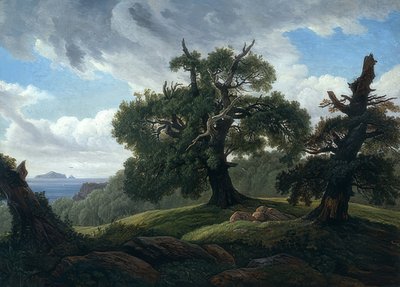 Eiketrær ved sjøen. 1835 av Carl Gustav Carus