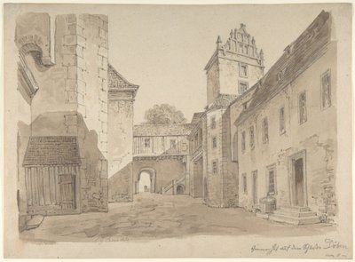 Utsikt over borggården til slottet ved Döben av Carl Gustav Carus