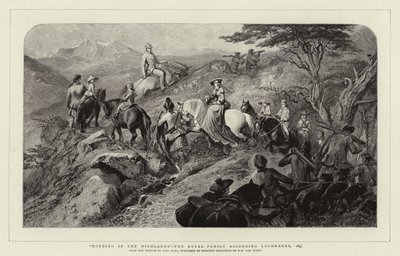 Morgen i høylandet, kongefamilien som stiger opp i Lochnagar, 1853 av Carl Haag
