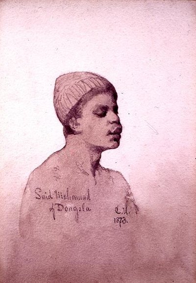 Said Mohamad fra Dongola (Sudan) 1873 (blyant og vask på papir) av Carl Haag