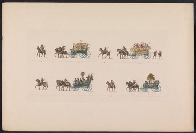 Opptog ved ekteskapet av Prinses Sophie, 1842 (plate 5) Minner om et bondebryllup i Thüringen, henrettet for å feire den lykkelige ankomsten til arvelig storhertug Carl Alexander av Sachsen Weimar-Eisenach med arvehertuginne Sophi av Carl Hess