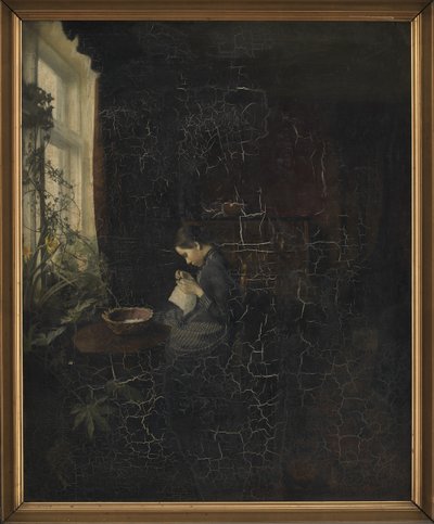 Interiør med en jentesøm av Carl Holsoe
