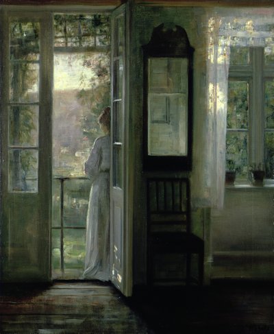 Jente som står på en balkong av Carl Holsoe