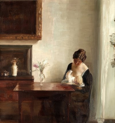 Interiør med mor og barn av Carl Holsoe