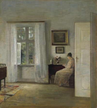 The Reader par Holsoe, Carl (1863-1935), - Olje på tre, 70x62,5 - Privat samling av Carl Holsoe
