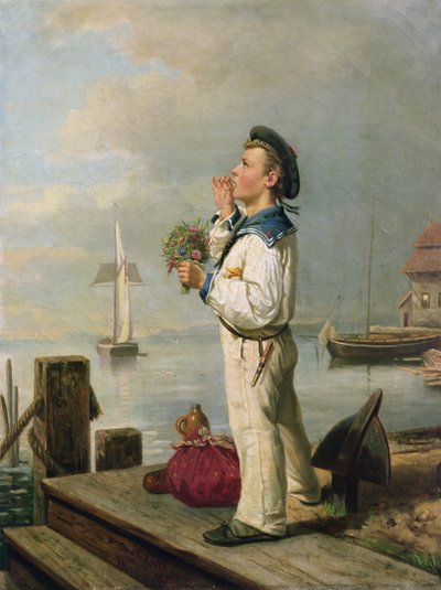 Liten sjømann venter på kaia av Carl Julius Lorck
