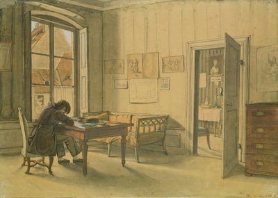 Erwin Speckter i hjemmet hans i München (wc på papir) av Carl Julius Milde