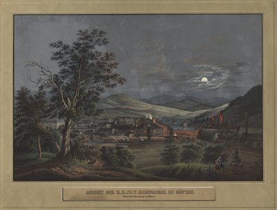 Utsikt over KK Private Iron Factory i Zöptau, ca. 1850. av Carl Julius Rieden
