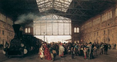 Ankomst av et tog ved Wien Nordvest-stasjon av Karl Karger (1848-1913) av Carl Karger
