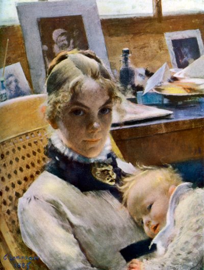 A Studio Idyll: Artists Wife and their Daughter Suzanne, 1885 1945 av Carl Larsson