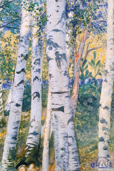 Bjørketrær, 1910 av Carl Larsson