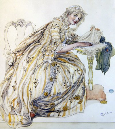Julepynt (akvarell på papir) av Carl Larsson