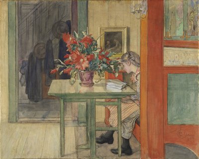 Lisbeth Reading (wc med tempera på papir) av Carl Larsson