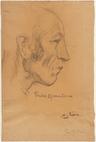 Mannsprofil mot høyre av Carl Larsson