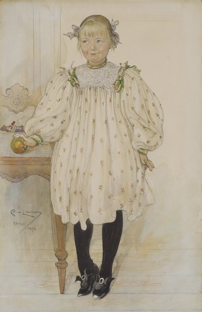 Martha Winslow as a Girl, 1896 (wc på papir) av Carl Larsson