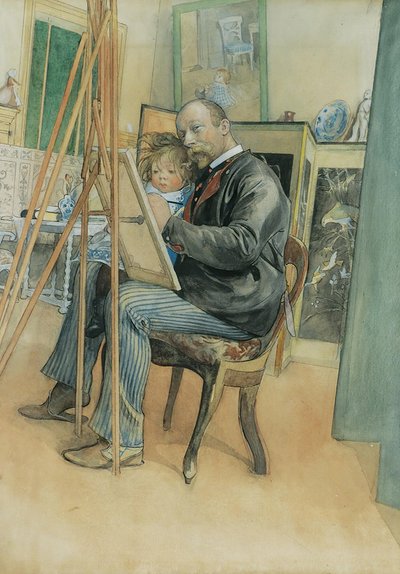 Speilbilde med Brita av Carl Larsson