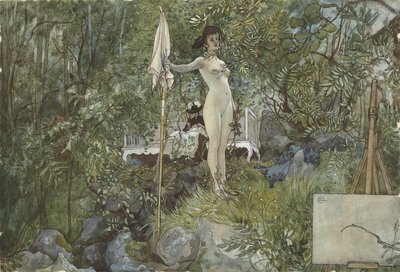 Open-Air Studio, fra A Home-serien, ca. 1895 (wc på papir) av Carl Larsson