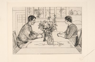 Selvportrett som raderer av Carl Larsson