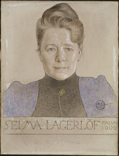 Selma Lagerlöf - Portrett av forfatteren Selma Lagerloef (1858-1940), av Larsson, Carl (1853-1919). Krit og olje på lerret av Carl Larsson