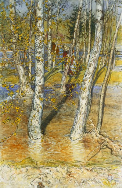 Vårflom, 1902 av Carl Larsson
