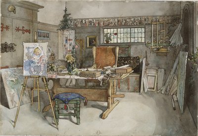 The Studio, fra A Home-serien, ca. 1895 (wc på papir) av Carl Larsson