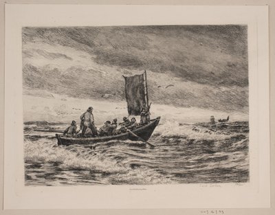 Fiskebåt i bølgene av Carl Locher