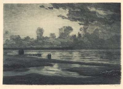 Sommernatt ved Hornbæk strand av Carl Locher