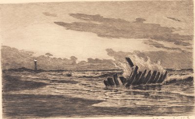 Vrak ved Skagen fyr av Carl Locher