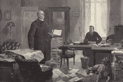 Bismarck dikterer memoarene hans (gravering) av Carl Ludwig Friedrich Becker
