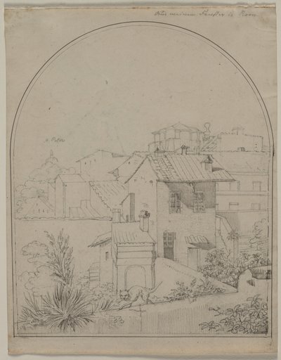 Utsikt fra mitt vindu i Roma (recto) av Carl Ludwig Tischbein