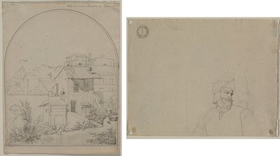 Utsikt fra mitt vindu i Roma (recto) Soldier in a Landscape (verso) av Carl Ludwig Tischbein