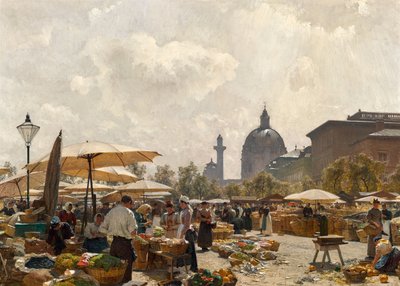 Naschmarkt i Wien av Carl Moll