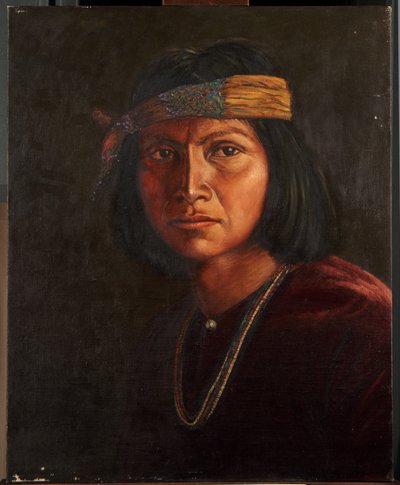 Cha-ah-din-'ie Navaho (olje på lerret montert på panel) av Carl Moon